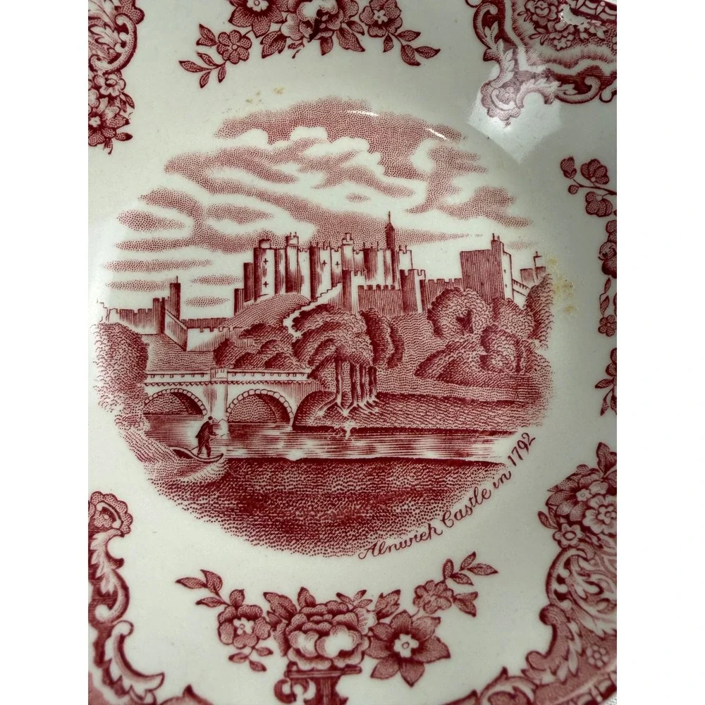 Johnson Bros Old Britain Castles Pink Alnwick Castle Fruit Bowl Set of 4 England